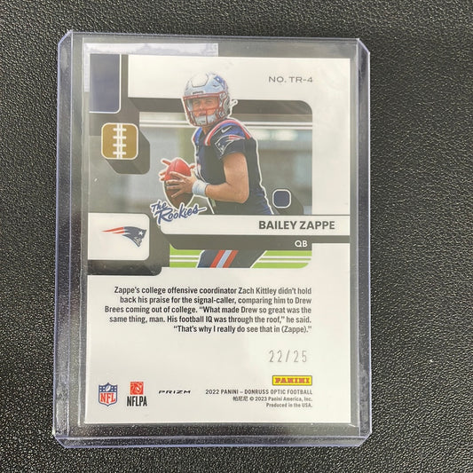 2022 NFL Bailey Zappe The Rookies Black Pandora /25