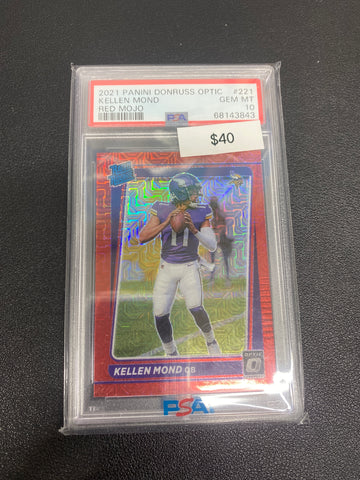 2021 NFL Donruss Optic Kellen Mond Red Mojo PSA 10