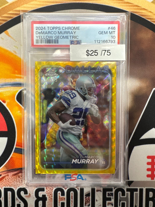 2024 Topps Chrome NFL DeMarco Murray Yellow Geometric /75 PSA 10
