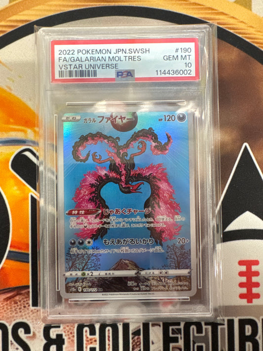 2022 Pokemon Japanese SWSH Full Art Galarian Moltres Vstar Universe 190/172 PSA 10