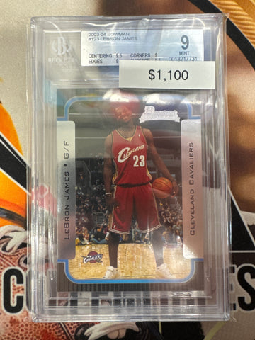 2003-04 Topps Bowman Basketball LeBron James Rookie BGS 9