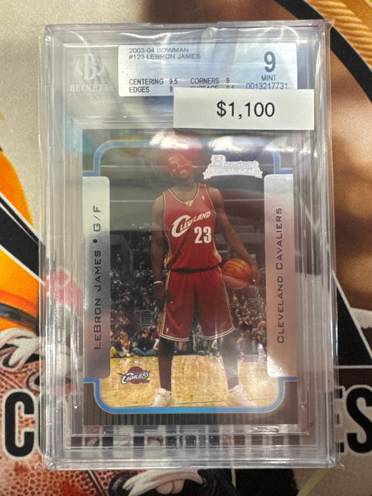 2003-04 Topps Bowman Basketball LeBron James Rookie BGS 9