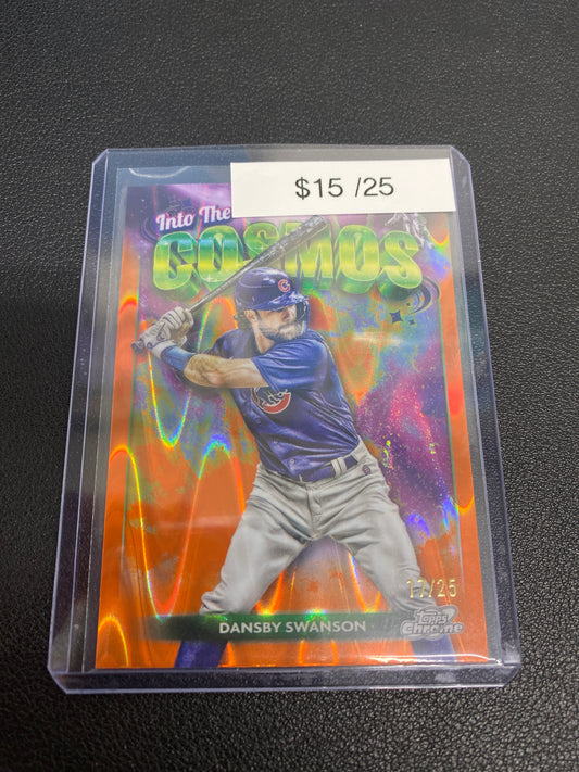 2024 Topps Chrome Cosmic Dansby Swanson Orange Galactic Into The Cosmos /25