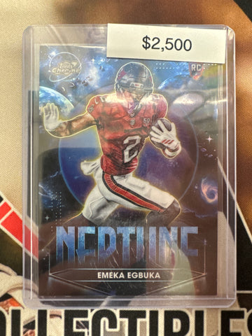 2025 Topps Chrome Cosmic NFL Emeka Egbuka Rookie Planetary Pursuit Neptune