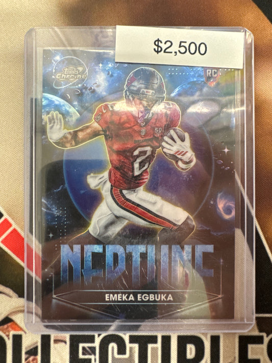 2025 Topps Chrome Cosmic NFL Emeka Egbuka Rookie Planetary Pursuit Neptune