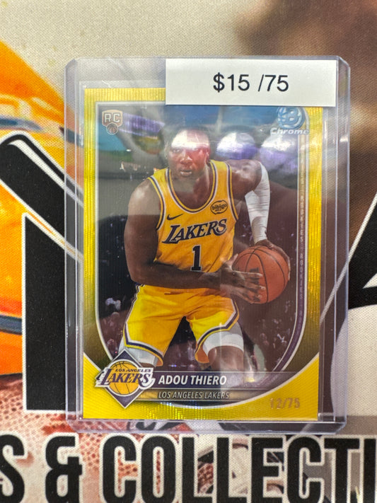 2026 Bowman Chrome Basketball Adou Thiero Rookie Yellow Wave Refractor /75