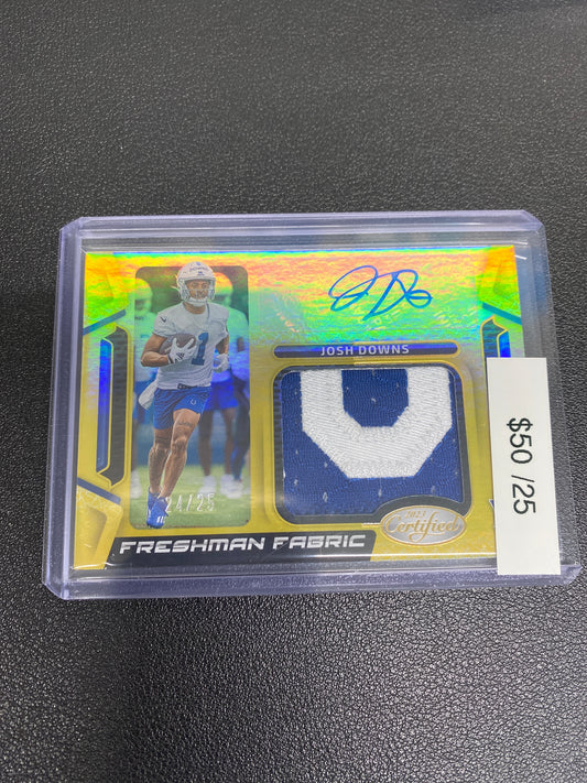 2023 NFL Certified Josh Downs Freshman Fabric Rookie Patch Auto /25