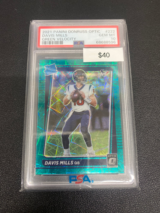 2021 Donruss Optic Davis Mills Green Velocity PSA 10