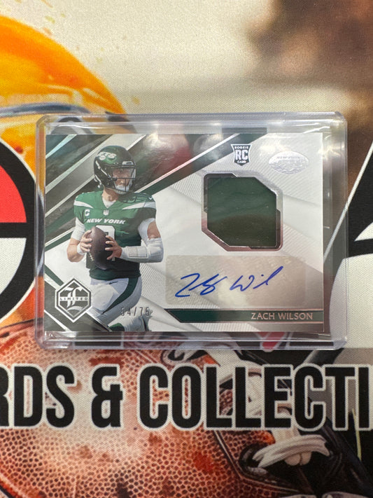 2021 Panini Limited NFL Zach Wilson Rookie Patch Autograph /75