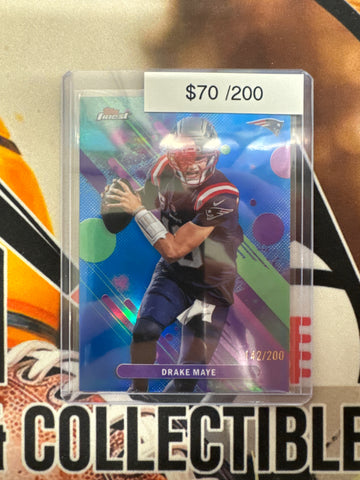 2025 Topps Finest NFL Drake Maye Common Blue Refractor /200