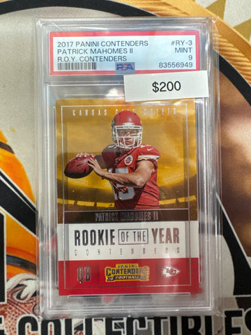2017 Panini Contenders NFL Patrick Mahomes II Rookie Of The Year Contenders PSA 9