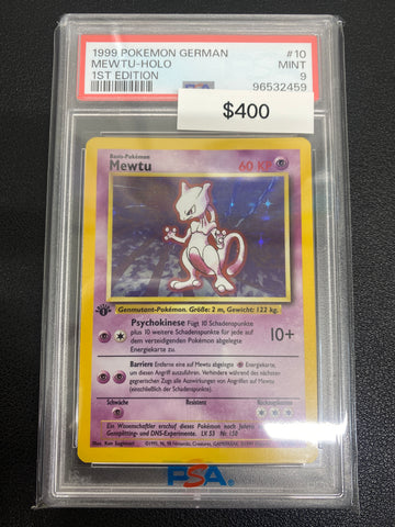 Pokémon German 1st Edition Base Set Mewtwo (Mewtu) Holo PSA 9