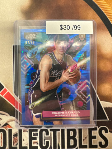 2026 Topps Chrome Cosmic NBA Maxime Raynaud Rookie Blue Cosmic Dust Refractor /99