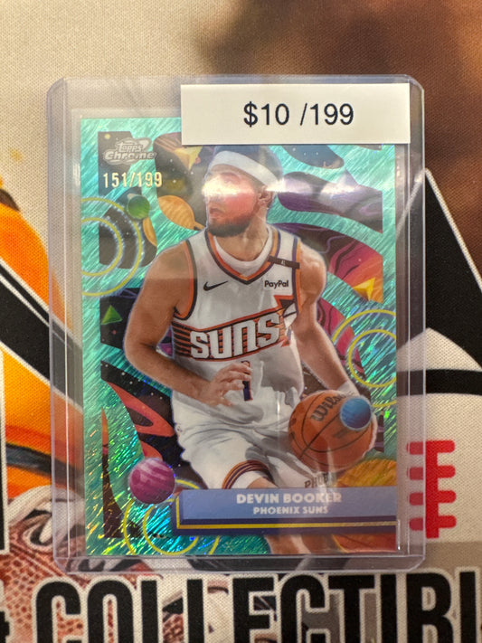 2026 Topps Chrome Cosmic NBA Devin Booker Aqua Shimmer Refractor /199