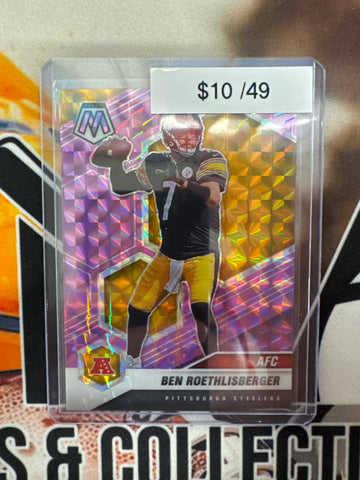 2021 Panini Mosaic NFL Ben Roethlisberger Pink Mosaic /49