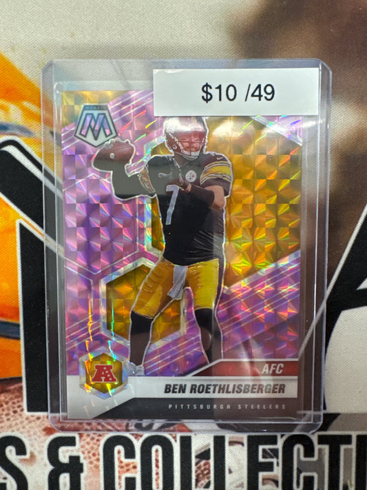 2021 Panini Mosaic NFL Ben Roethlisberger Pink Mosaic /49