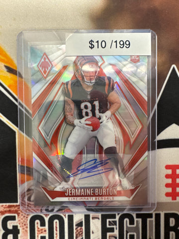 2024 Panini Phoenix NFL Jermaine Burton Rookie Autograph Silver Prizm /199