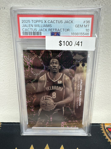 2025 Topps Chrome NBA X Cactus Jack Jalen Williams Cactus Jack Refractor /41 PSA 10