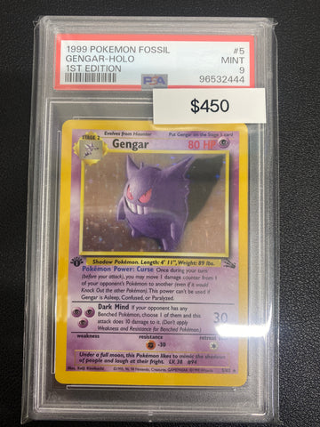 Pokémon 1st Edition Fossil Gengar Holo PSA 9