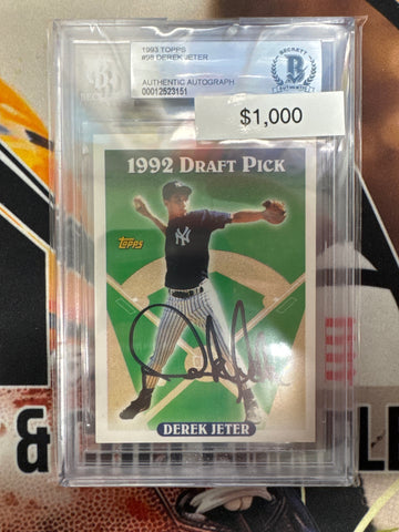 1993 Topps MLB Derek Jeter 1992 Draft Pick Authentic Autograph Beckett