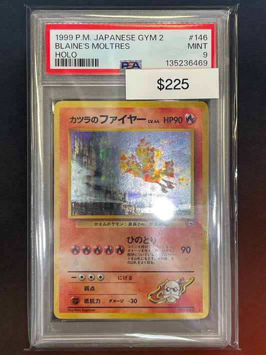 1999 Pokemon Japanese Gym 2 Blaine’s Moltres No. 146 Holo PSA 9