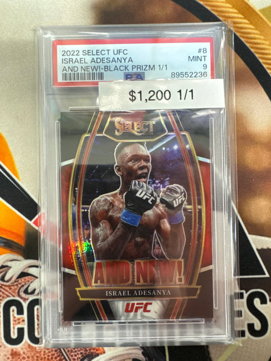 2022 Panini Select UFC Israel Adesanya And New! Black Prizm 1/1 PSA 9