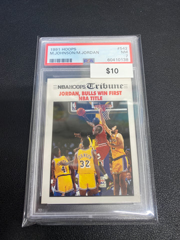 1991 NBA Fleer Magic Johnson/ Michael Jordan PSA 7