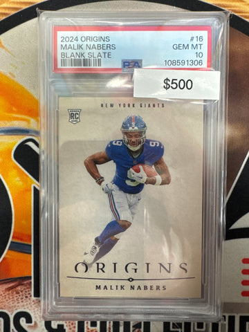 2024 Panini Origins NFL Malik Nabers Rookie Blank Slate PSA 10