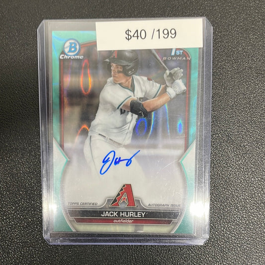 2023 MLB Jack Hurley 1st Bowman Chrome Auto Aqua Refractor /199