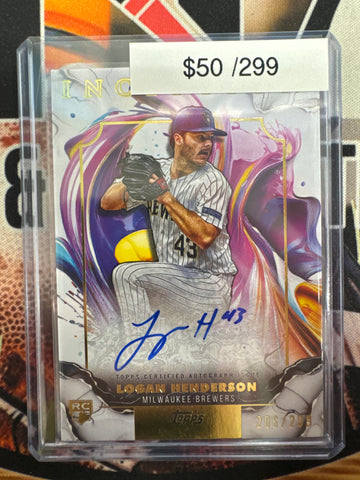2025 Topps Inception MLB Logan Henderson Rookie And Emerging Stars Autograph /299