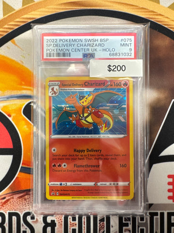 Pokémon Special Delivery Charizard Promo Pokémon Center UK Holo SWSH075 PSA 9