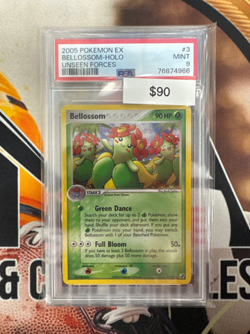2005 Pokemon EX Bellossom Holo 3/115 Unseen Forces PSA 9