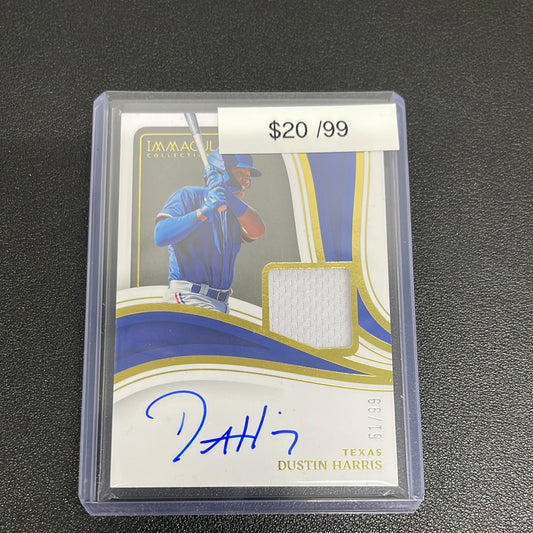 2023 MLB Immaculate Dustin Harris Patch Auto /99