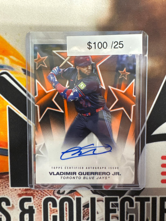 2025 Topps MLB Vladimir Guerrero Jr. Baseball Stars Autograph Orange Foil /25