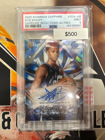 2025 Bowman Sapphire Basketball Ace Bailey Rookie Sapphire Selections Autograph PSA 9