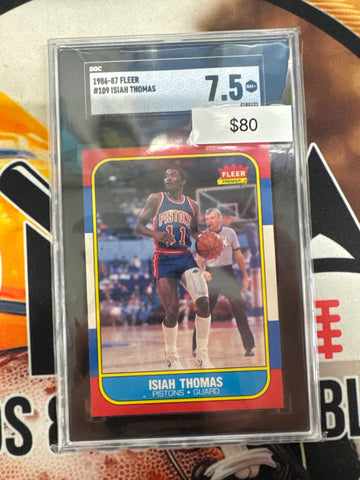 1986-87 Fleer Basketball Isiah Thomas SGC 7.5