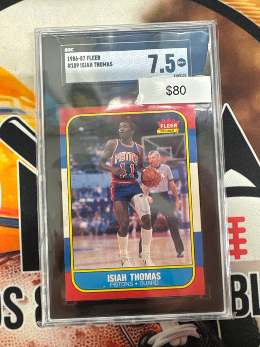 1986-87 Fleer Basketball Isiah Thomas SGC 7.5