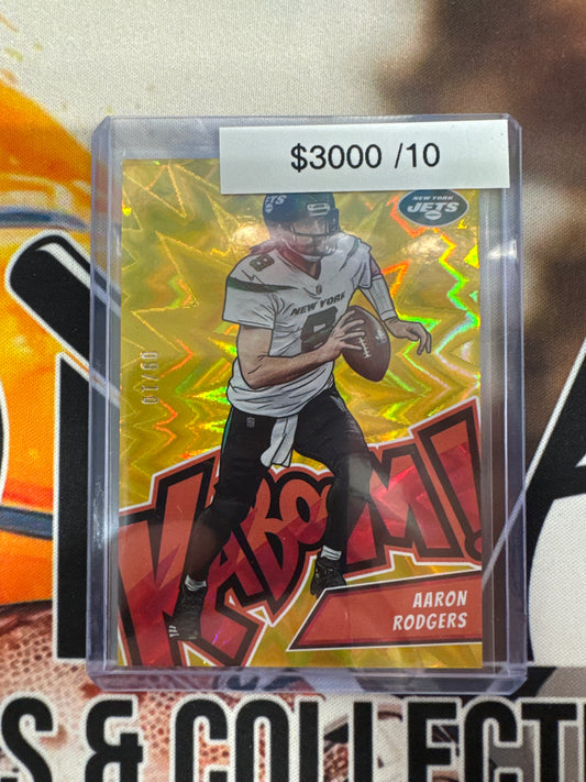 2023 Panini Absolute NFL Aaron Rodgers Kaboom! Vertical Gold /10