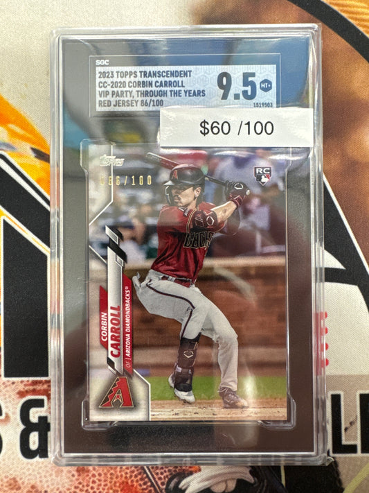 2023 Topps Transcendent MLB Corbin Carroll CC-2020 VIP Party, Through The Years /100 SGC 9.5