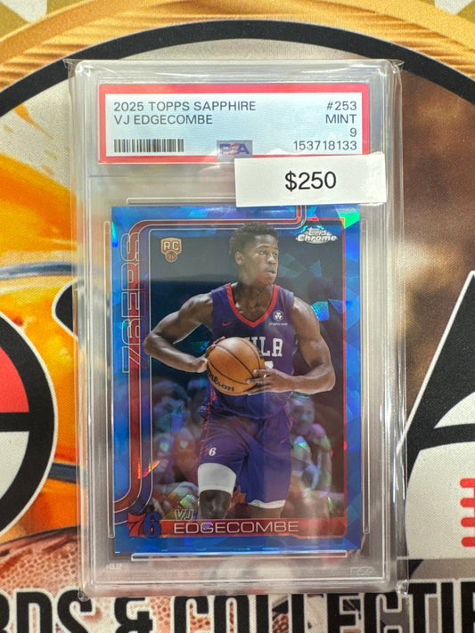 2025-26 Topps Chrome Sapphire NBA VJ Edgecombe Rookie PSA 9