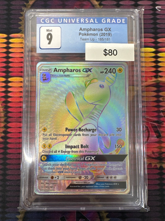 Pokémon Ampharos GX Full Art Secret Team Up 185/181 CGC 9