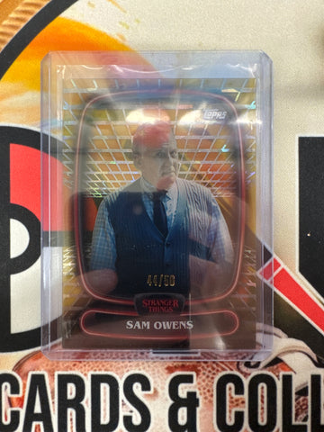 2025 Topps Stranger Things High-Tek Sam Owens Gold Cracked Ice Refractor /50