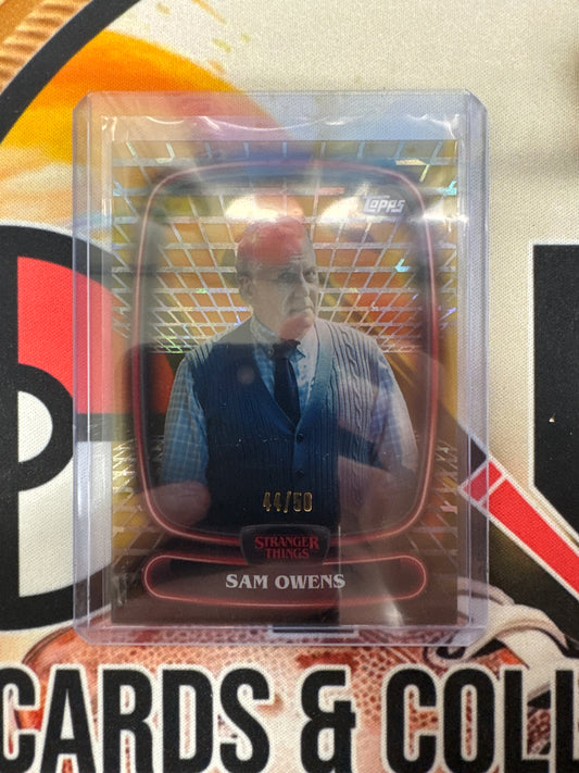 2025 Topps Stranger Things High-Tek Sam Owens Gold Cracked Ice Refractor /50