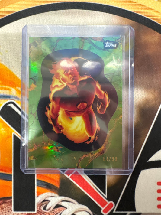 2025 Topps Marvel Comic Book Heroes Human Torch Green Refractor /99