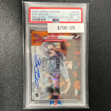 2020 MLB Topps Chrome Zac Gallen auto /25 PSA 10