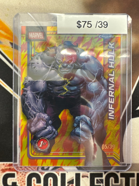 2026 Topps Chrome Marvel Infernal Hulk Human Torch Refractor /39