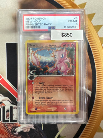 2007 Pokemon Mew Holo Delta Species Pop Series 5 3/17 Inverted Back PSA 6
