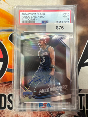2024 Panini Prizm Black NBA Paolo Banchero Autograph Silver Prizm PSA 9