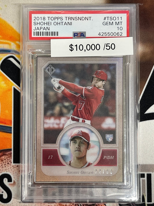 2018 Topps Transcendent Shohei Ohtani Japan Rookie /50 PSA 10