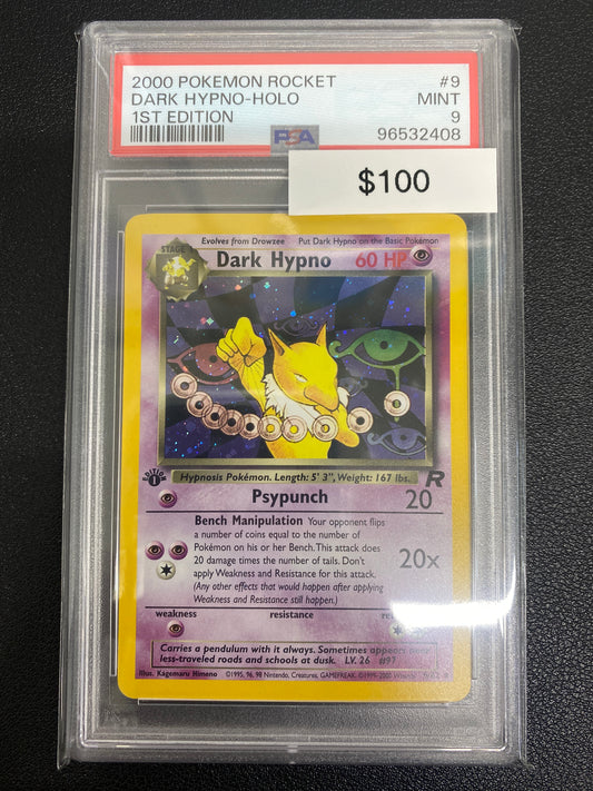 Pokémon 1st Edition Team Rocket Dark Hypno Holo PSA 9